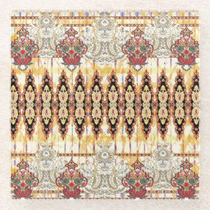Dessous-de-verre En Verre Ethnic Mughal : motif numérique floral