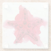 Dessous-de-verre En Verre Étoiles de mer d'aquarelle (Dos)