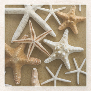 Dessous-de-verre En Verre Étoiles de mer sur le sable