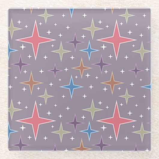 Dessous-de-verre En Verre Étoiles du Moyen-siècle de l'âge atomique (Devant)