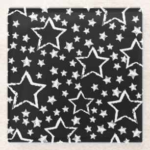 Dessous-de-verre En Verre étoiles noires, blanches : grogne urbaine.