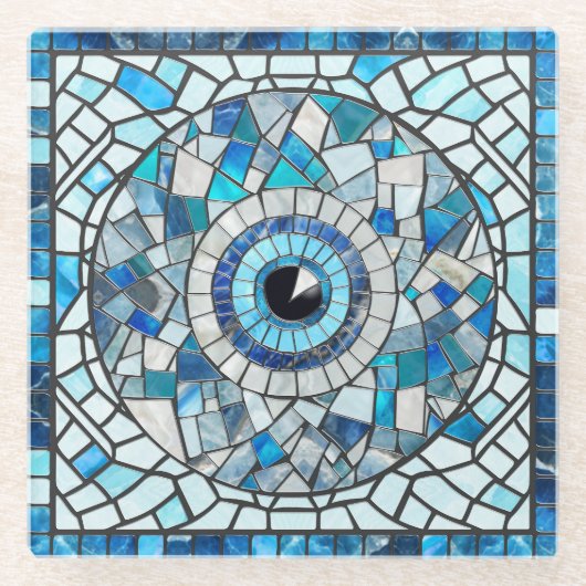 Dessous-de-verre En Verre Evil Oeil Amulet Mosaic Art (Devant)
