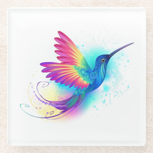 Dessous-de-verre En Verre Exotic Rainbow Hummingbird (Devant)