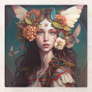 Dessous-de-verre En Verre Fairy Girl Imaginaire Art Dessous de verre en verr