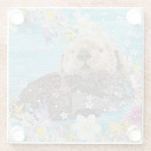 Dessous-de-verre En Verre Fairytale Otter dans la rivière des Fleurs (Dos)