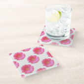 Dessous-de-verre En Verre Faisée de gerbera rose (Incliné)