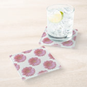 Dessous-de-verre En Verre Faisée de gerbera rose pâle (Incliné)
