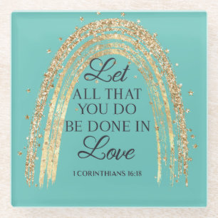 Dessous-de-verre En Verre Fait Dans L'Amour Gold Rainbow