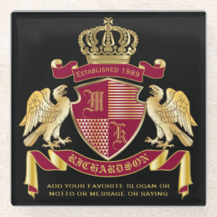 Dessous-de-verre En Verre Faites votre propre blason Emblème d'aigle rouge o