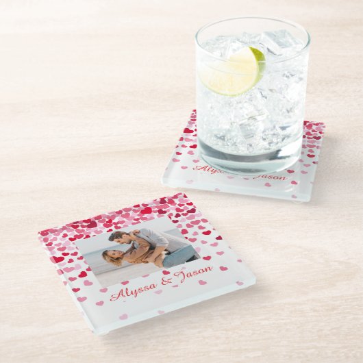 Dessous-de-verre En Verre Falling Hearts Love  (Incliné)