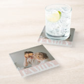 Dessous-de-verre En Verre Famille Pastel Rose moderne Cadeau photo (Incliné)