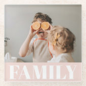 Dessous-de-verre En Verre Famille Pastel Rose moderne Cadeau photo (Devant)