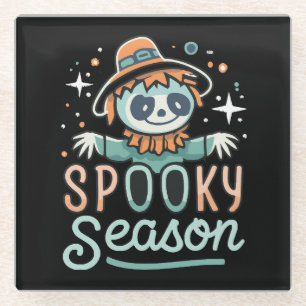 Dessous-de-verre En Verre fantôme drôle avec des chapeaux, saison effrayante