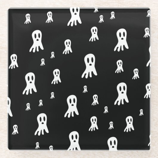 Dessous-de-verre En Verre Fantômes d'Halloween foncé (Devant)