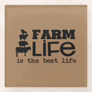 Dessous-de-verre En Verre Farm Life is the Best Life with Farm Animaux