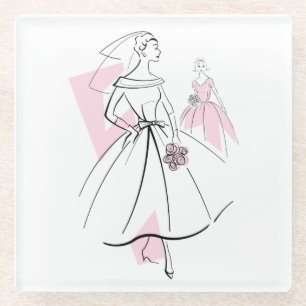 Dessous-de-verre En Verre Fashion Bride Groupe rose dessous de verre verre