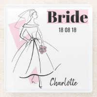 Fashion Bride Pink Bride Date Nom dessous de verre