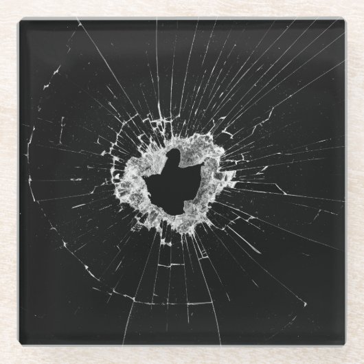Dessous-de-verre En Verre Faux Cracké Conception cassée - Drôle Dissuasion d (Devant)