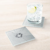 Dessous-de-verre En Verre Faux Cracké Conception cassée - Drôle Dissuasion d (Incliné)