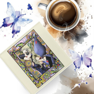 Dessous-de-verre En Verre Fée de Blonder Floral pourpre