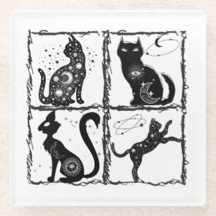 Dessous-de-verre En Verre Feline gothique Familiars.w