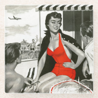 Dessous-de-verre En Verre Femme chaude rouge