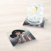 Dessous-de-verre En Verre Femme en blouse brodée (Incliné)