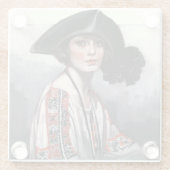 Dessous-de-verre En Verre Femme en blouse brodée (Dos)