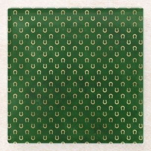Dessous-de-verre En Verre Fer à cheval doré Porte-bonheur Vert St Patrick