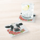 Dessous-de-verre En Verre Ferme à pavot - Vache aux fleurs (Incliné)