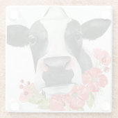 Dessous-de-verre En Verre Ferme à pavot - Vache aux fleurs (Dos)