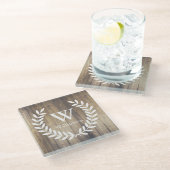 Dessous-de-verre En Verre Ferme rustique Blanc Laurel & Grange Bois (Incliné)