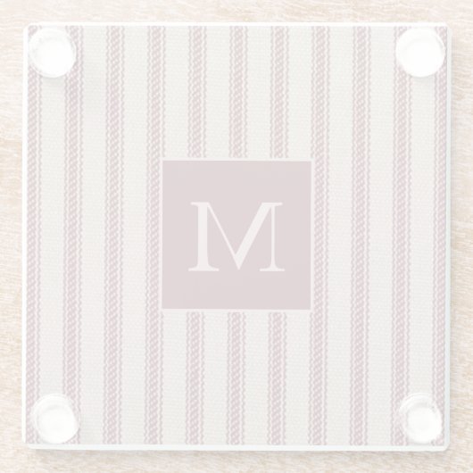 Dessous-de-verre En Verre Fermier Ticking Grain Sack Pays Monogramme (Dos)