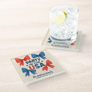 Dessous-de-verre En Verre Fête aux Etats-Unis 4 juillet patriotique Custom