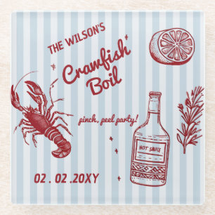 Dessous-de-verre En Verre Fête de fruits de mer d'été de crustacés bouillis