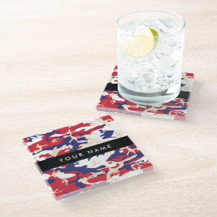 Dessous-de-verre En Verre Fête de l'Indépendance Camouflage Votre nom Person