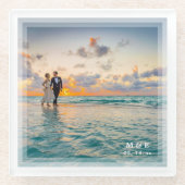 Dessous-de-verre En Verre Fête de mariage avec mariée et mariée élégante mod (Devant)