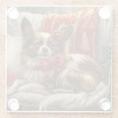 Dessous-de-verre En Verre Fête de Noël de chien de Papillon (Dos)