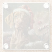 Dessous-de-verre En Verre Fête de Noël de Chien Vizsla (Dos)
