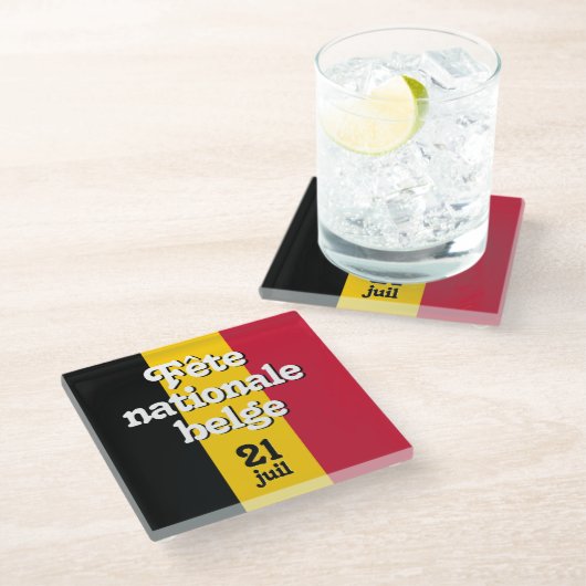 Dessous-de-verre En Verre Fête nationale belge (Incliné)