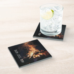 Dessous-de-verre En Verre Feu de camp la nuit