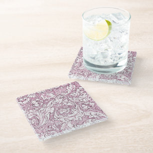 Dessous-de-verre En Verre Feuillage baroque orné rose
