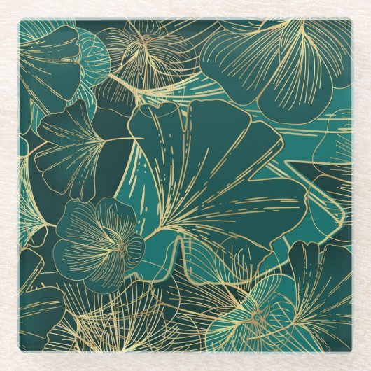 Dessous-de-verre En Verre Feuillage bleu-vert (Devant)