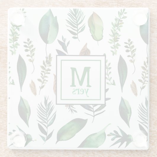 Dessous-de-verre En Verre Feuillage vert Nature botanique Personnalisée (Dos)