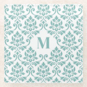 Dessous-de-verre En Verre Feuille Damask Teal Pattern (Custom) (Devant)