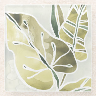 Dessous-de-verre En Verre Feuille de batik