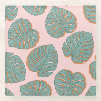 Dessous-de-verre En Verre Feuille de Monstera : Motif Vintage tropical