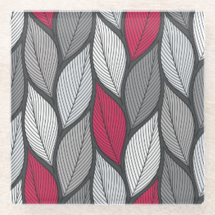 Dessous-de-verre En Verre Feuilles colorés : motif sans couture dessiné à la