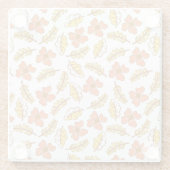 Dessous-de-verre En Verre Feuilles d'automne en chute chaude avec fleurs (Dos)