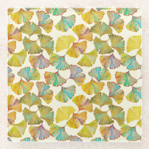 Dessous-de-verre En Verre Feuilles de Gingko : Art Abstrait floral